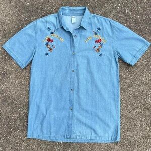 Vintage Las Vegas Embroidered Denim Shirt